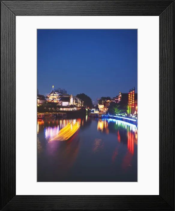 Framed Print : Canal area at dusk, Fuzi Miao area, Nanjing, Jiangsu, China Framed Print : Canal area at dusk, Fuzi Miao area, Nanjing, Jiangsu, China