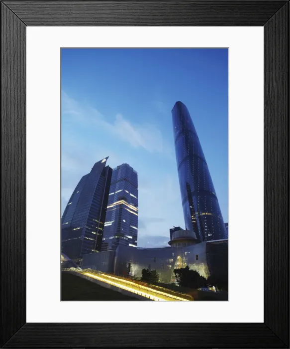 Framed Print : International Finance Centre (IFC) and International Finance Place at dusk, Zhujiang Framed Print : International Finance Centre (IFC) and International Finance Place at dusk, Zhujiang
