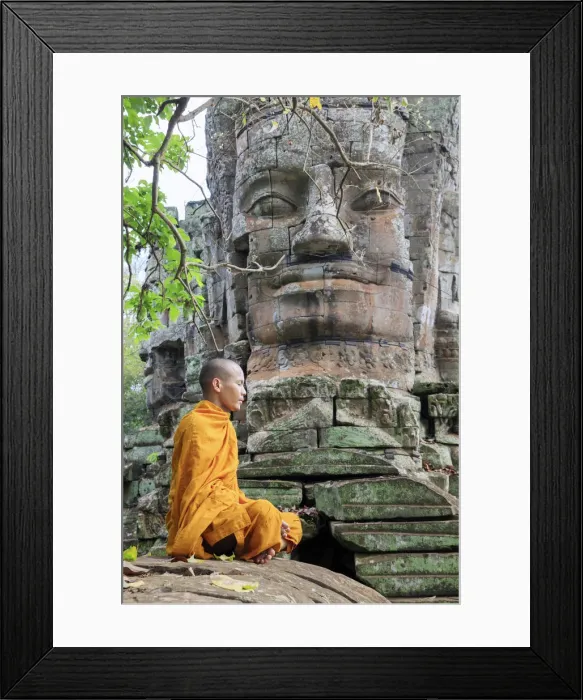Framed Print : Southeast Asia, Cambodia, Siem Reap, Angkor temples, Buddhist monk in saffron robes Framed Print : Southeast Asia, Cambodia, Siem Reap, Angkor temples, Buddhist monk in saffron robes
