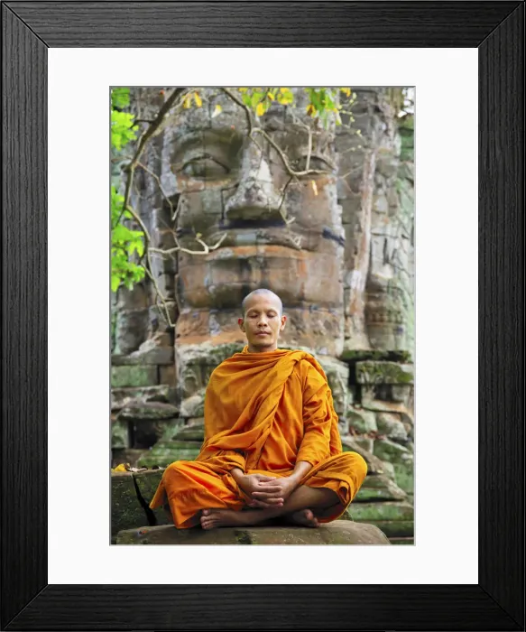 Framed Print : Southeast Asia, Cambodia, Siem Reap, Angkor temples, Buddhist monk in saffron robes Framed Print : Southeast Asia, Cambodia, Siem Reap, Angkor temples, Buddhist monk in saffron robes