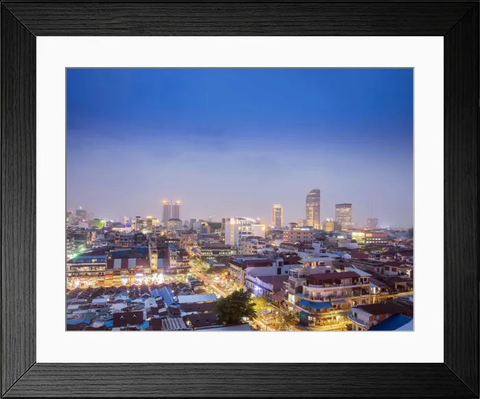 Framed Print : Southeast Asia, Cambodia; Phnom Penh. The skyline of Phnom Penhs central business Framed Print : Southeast Asia, Cambodia; Phnom Penh. The skyline of Phnom Penhs central business