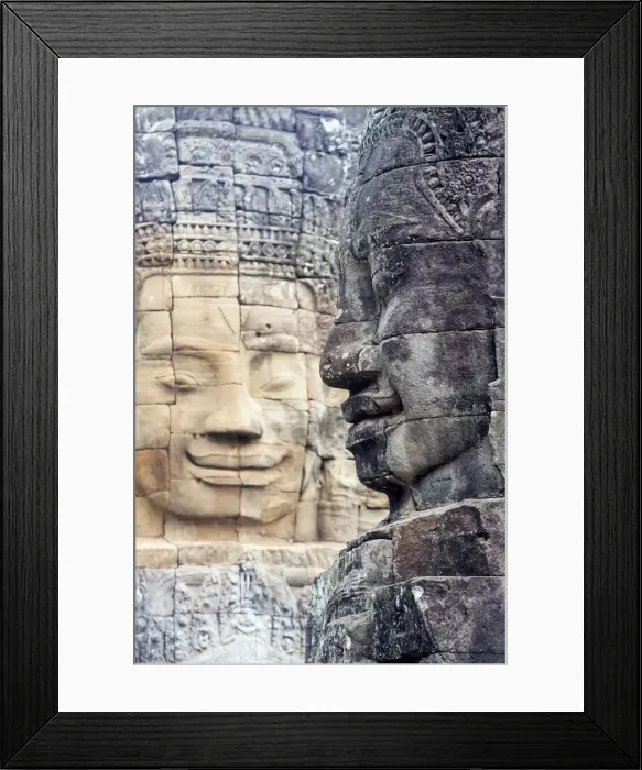 Framed Print : Southeast Asia, Cambodia, Siem Reap, Angkor temples. The Buddhist temple of Bayon Framed Print : Southeast Asia, Cambodia, Siem Reap, Angkor temples. The Buddhist temple of Bayon