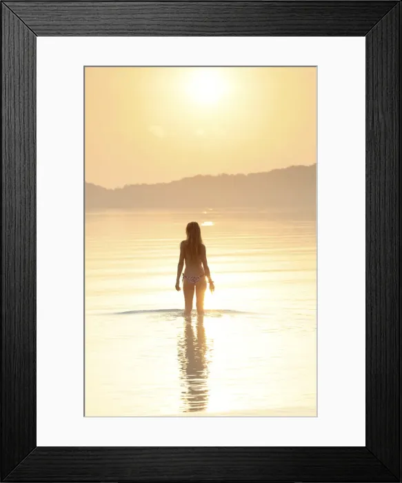 Framed Print : Asia, South East Asia, Cambodia, Koh Rong Samloem island, woman in a bikini silhouetted