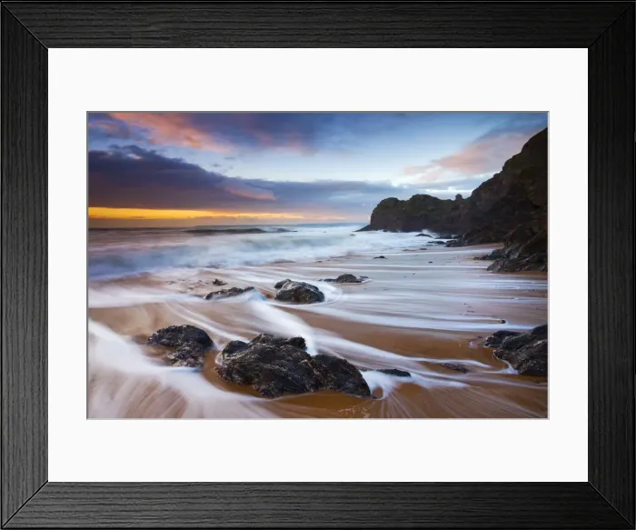 Framed Print : High tide water trails on Shippen beach at Hope Cove, South Hams, Devon, England Framed Print : High tide water trails on Shippen beach at Hope Cove, South Hams, Devon, England