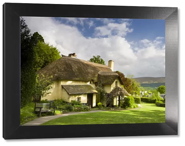 Picturesque thatched cottages in the village of Selworthy, Exmoor National Park, Somerset
