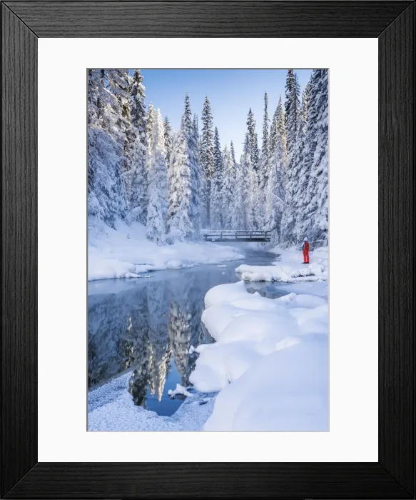 Framed Print : Person in Winter Landscape, Emerald Lake, Yoho National Park, British Columbia, Canada Framed Print : Person in Winter Landscape, Emerald Lake, Yoho National Park, British Columbia, Canada