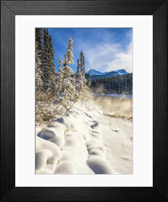 Framed Print : Mist over Bow River in Winter, Banff National Park, Alberta, Canada Framed Print : Mist over Bow River in Winter, Banff National Park, Alberta, Canada