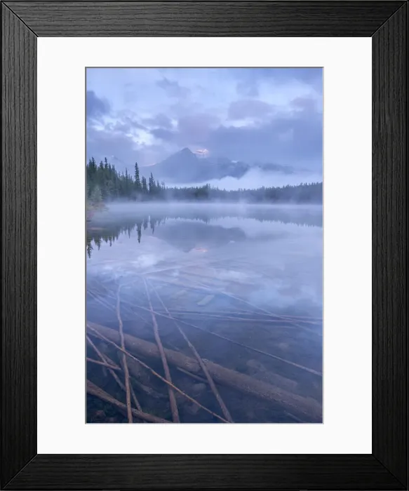 Framed Print : Atmospheric misty morning in the Canadian Rockies, Herbert Lake, Banff National Park Framed Print : Atmospheric misty morning in the Canadian Rockies, Herbert Lake, Banff National Park
