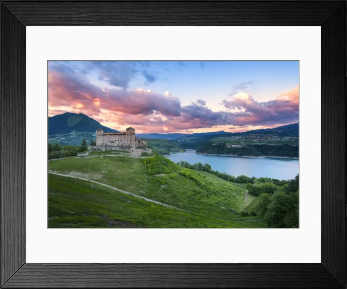 Framed Print : Cles castle in spring season at sunset Europe, Italy, Trentino, Non valley, Trento Framed Print : Cles castle in spring season at sunset Europe, Italy, Trentino, Non valley, Trento