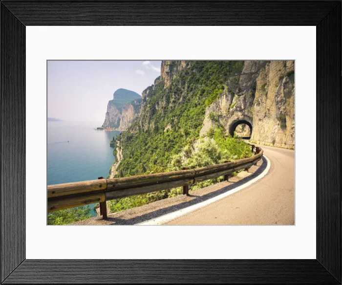 Framed Print : Scenic road SS45 on the west coast of GArda Lake near Tremosine. Brescia Province Framed Print : Scenic road SS45 on the west coast of GArda Lake near Tremosine. Brescia Province