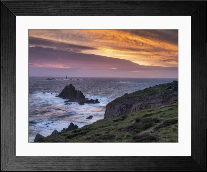 Framed Print : Lands End at Sunset, Cornwall, England Framed Print : Lands End at Sunset, Cornwall, England