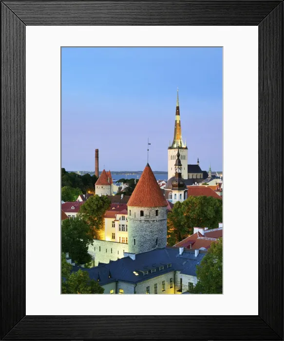 Framed Print : Old Town view from Toompea Hill at dusk, a Unesco World Heritage Site. Tallinn, Estonia Framed Print : Old Town view from Toompea Hill at dusk, a Unesco World Heritage Site. Tallinn, Estonia