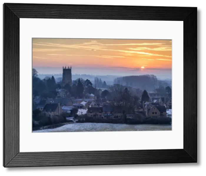 Framed Print : Winter Sunrise over Chipping Campden, Cotswolds, Gloucestershire, England Framed Print : Winter Sunrise over Chipping Campden, Cotswolds, Gloucestershire, England