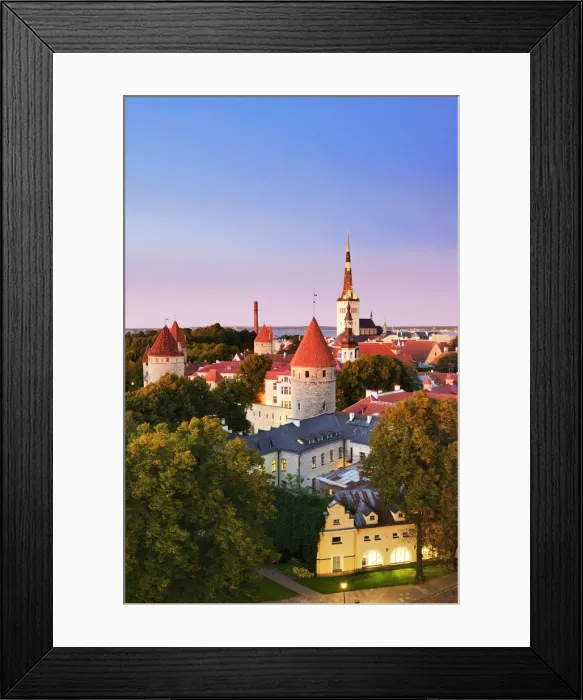 Framed Print : Old Town view from Toompea Hill at dusk, a Unesco World Heritage Site. Tallinn, Estonia Framed Print : Old Town view from Toompea Hill at dusk, a Unesco World Heritage Site. Tallinn, Estonia