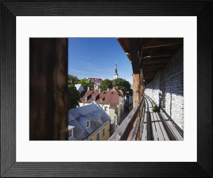 Framed Print : Estonia, Tallinn, View Of Lower Town From Town Wall With Oleviste Church In Background Framed Print : Estonia, Tallinn, View Of Lower Town From Town Wall With Oleviste Church In Background