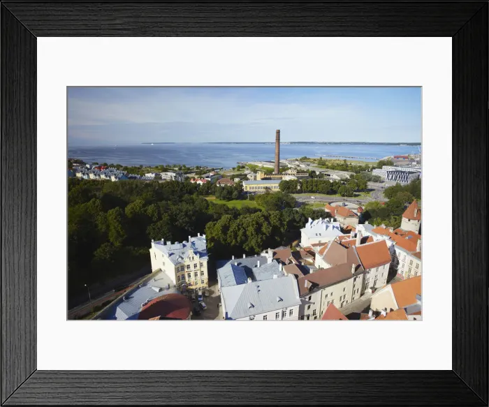 Framed Print : Estonia, Tallinn, View Of Lower Town With Linnahall Harbour In Background Framed Print : Estonia, Tallinn, View Of Lower Town With Linnahall Harbour In Background