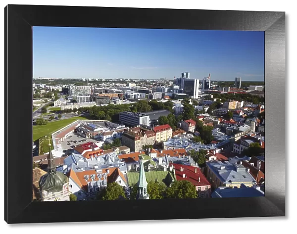 Estonia, Tallinn, View Of Lower Town With Business District In Background