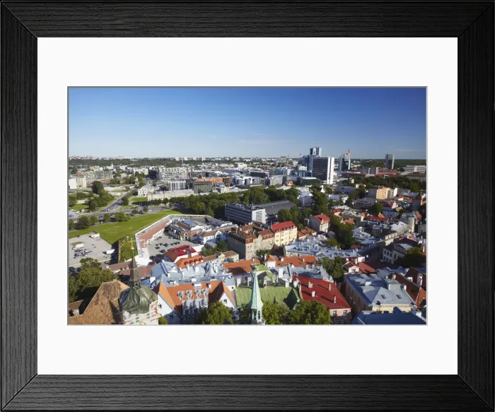 Framed Print : Estonia, Tallinn, View Of Lower Town With Business District In Background Framed Print : Estonia, Tallinn, View Of Lower Town With Business District In Background