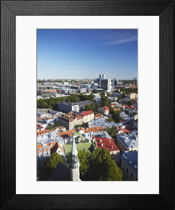 Framed Print : Estonia, Tallinn, View Of Lower Town With Business District In Background Framed Print : Estonia, Tallinn, View Of Lower Town With Business District In Background