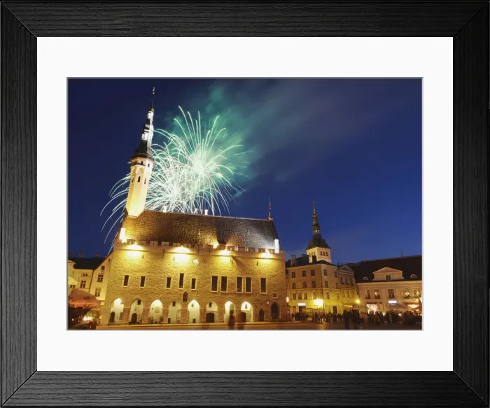 Framed Print : Estonia, Tallinn, Fireworks In Town Hall Square (Raekoja Plats) To Mark Independence Day Framed Print : Estonia, Tallinn, Fireworks In Town Hall Square (Raekoja Plats) To Mark Independence Day