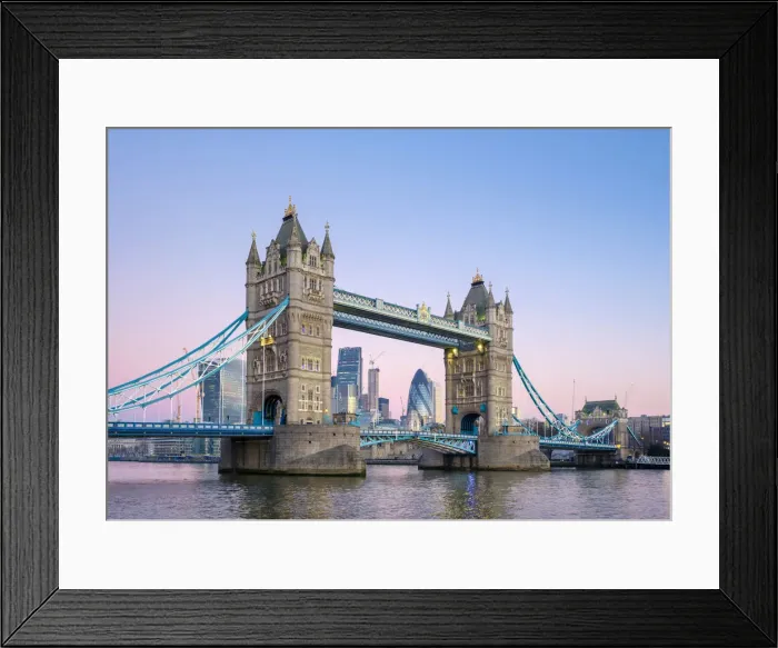 Framed Print : United Kingdom, England, London. Tower Bridge over the River Thames and skyline of Framed Print : United Kingdom, England, London. Tower Bridge over the River Thames and skyline of