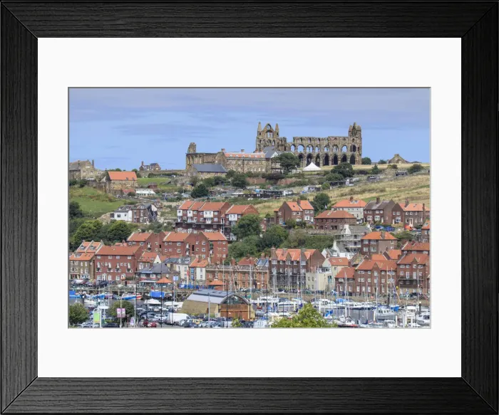 Framed Print : Europe, Great Britain, England, Whitby, view of the town harbour and the ruined abbey Framed Print : Europe, Great Britain, England, Whitby, view of the town harbour and the ruined abbey