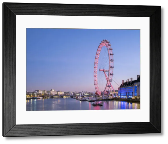 Framed Print : United Kingdom, England, London. London Eye observation wheel on the River Thames at dawn Framed Print : United Kingdom, England, London. London Eye observation wheel on the River Thames at dawn