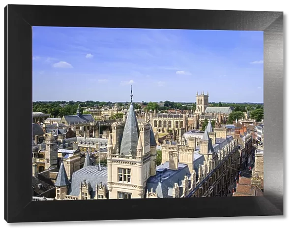 Europe, United Kingdom, England, Cambridge, Cambridge University, view from the tower