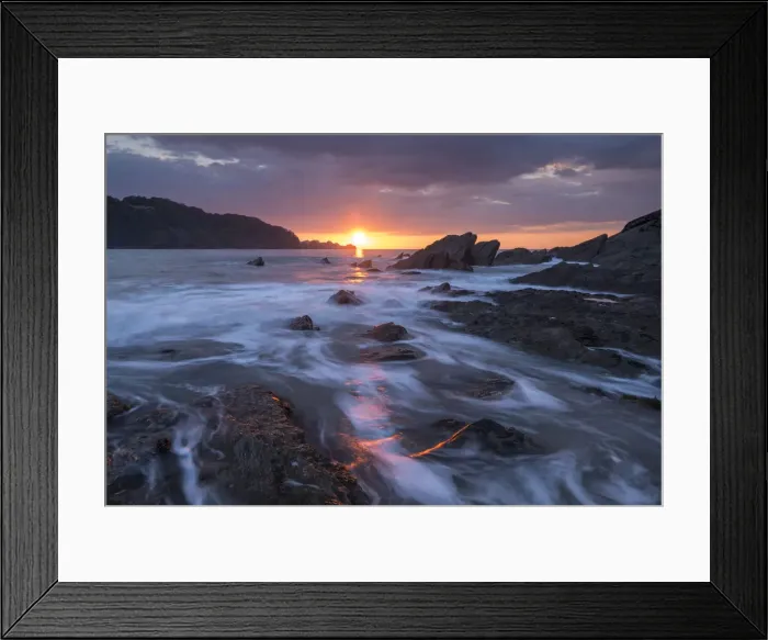 Framed Print : Sunset over Combe Martin in Exmoor National Park, Devon, England. Spring (May) 2017 Framed Print : Sunset over Combe Martin in Exmoor National Park, Devon, England. Spring (May) 2017
