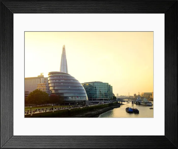 Framed Print : Europe, Great Britain, England, London, the Thames, Shard, City Hall and Thames Path