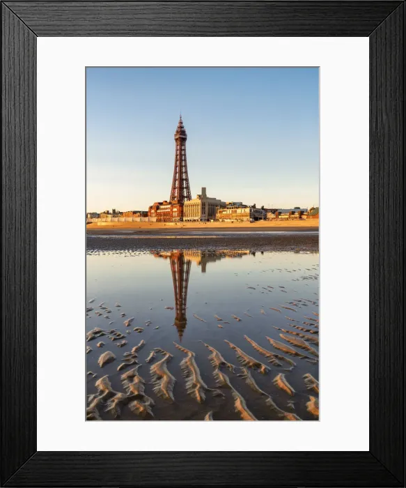 Framed Print : Europe, England, Lancashire, Blackpool, Blackpool Tower and Beach