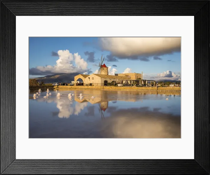 Framed Print : Trapani and Paceco saline natural reserve, Trapani province, Sicily, Italy Framed Print : Trapani and Paceco saline natural reserve, Trapani province, Sicily, Italy