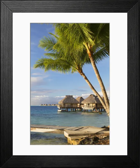 Framed Print : Jetty and overwater bungalows of Le Maitai Hotel, Bora Bora, Society Islands, French