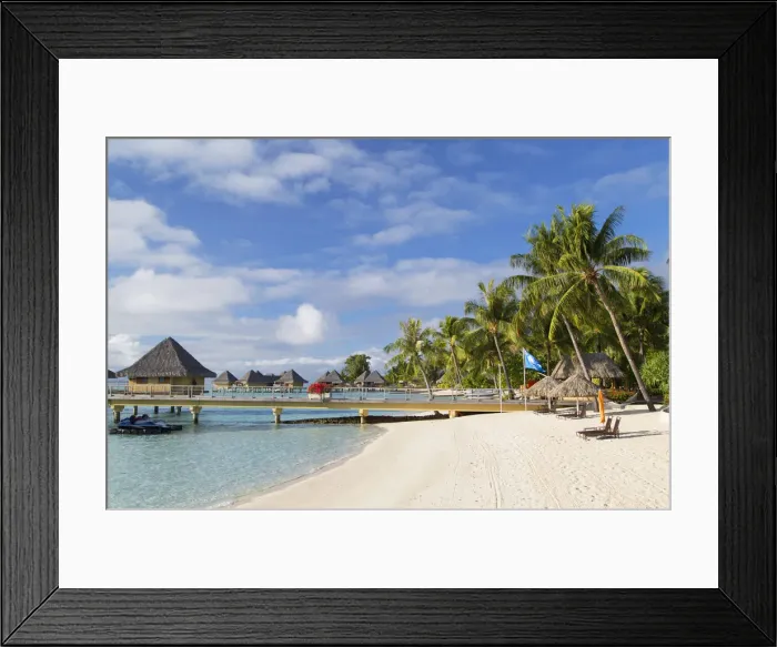 Framed Print : Overwater bungalows of Intercontinental Bora Bora Le Moana Resort, Bora Bora, Society Framed Print : Overwater bungalows of Intercontinental Bora Bora Le Moana Resort, Bora Bora, Society