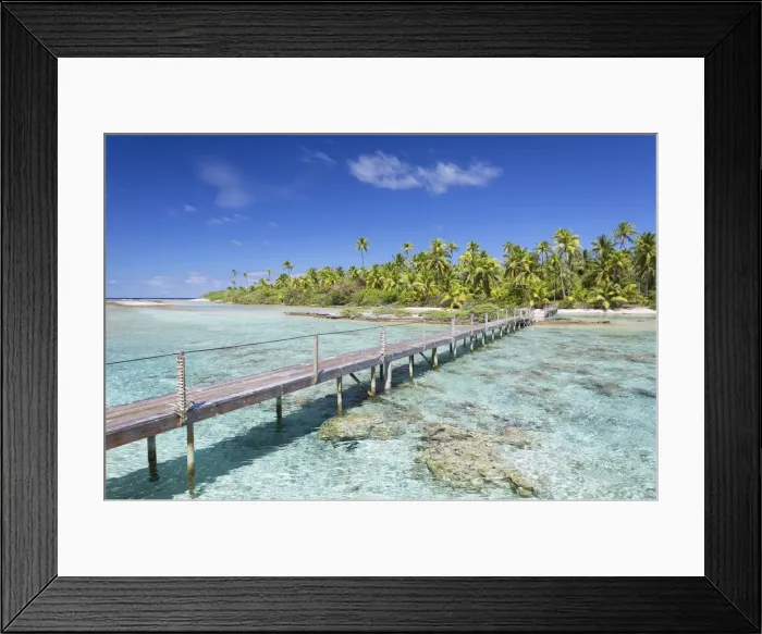 Framed Print : Footbridge across lagoon, Tetamanu, Fakarava, Tuamotu Islands, French Polynesia Framed Print : Footbridge across lagoon, Tetamanu, Fakarava, Tuamotu Islands, French Polynesia
