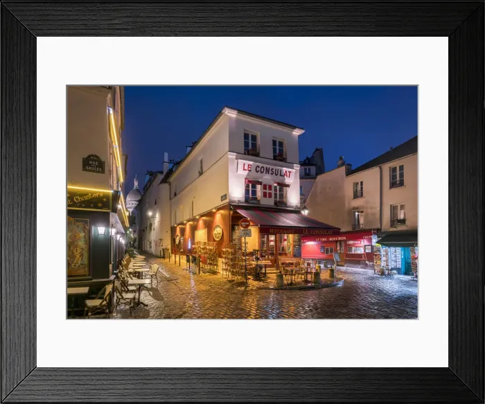 Framed Print : Streets of Montmartre at night, Paris, France Framed Print : Streets of Montmartre at night, Paris, France