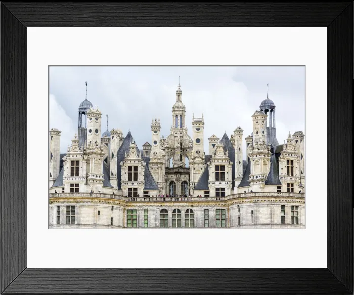 Framed Print : Chimneys and towers of Chateau de Chambord, the largest chateau in the Loire Valley