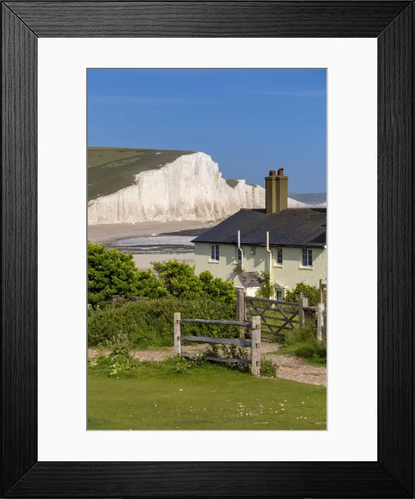 Framed Print : UK, England, South Downs Way, East Sussex, Seven Sisters cliffs, view from Seaford town Framed Print : UK, England, South Downs Way, East Sussex, Seven Sisters cliffs, view from Seaford town