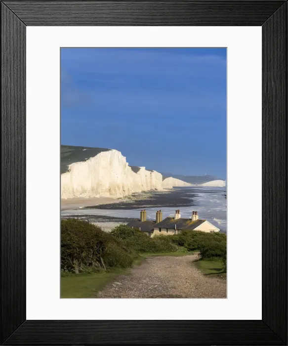 Framed Print : UK, England, South Downs Way, East Sussex, Seven Sisters cliffs, view from Seaford town Framed Print : UK, England, South Downs Way, East Sussex, Seven Sisters cliffs, view from Seaford town