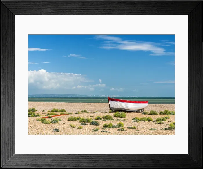 Framed Print : A fishing boat on Dungeness shingle beach, Kent, England Framed Print : A fishing boat on Dungeness shingle beach, Kent, England