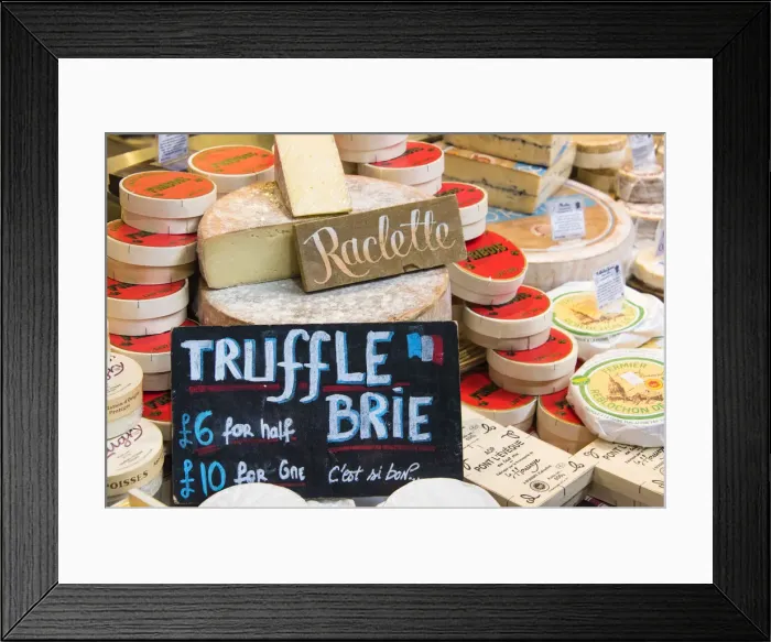 Framed Print : Cheese stall in the Borough Market, Southwark, London, England Framed Print : Cheese stall in the Borough Market, Southwark, London, England