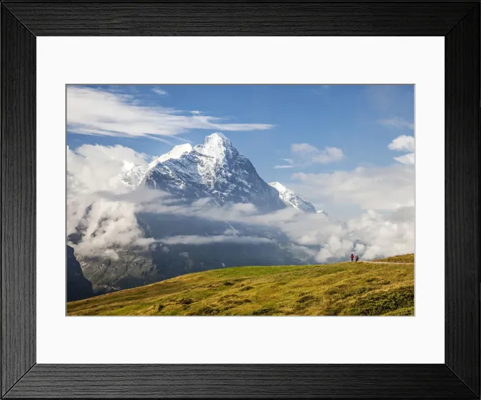 Framed Print : Hikers on the way to Mount Eiger First Grindelwald Bernese Oberland Canton of Berne