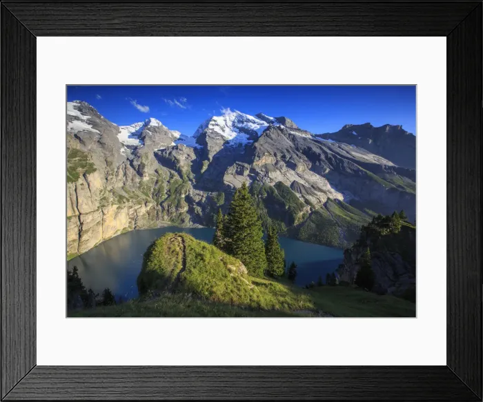 Framed Print : Summer view of Lake Oeschinensee Bernese Oberland Kandersteg Canton of Bern Switzerland Framed Print : Summer view of Lake Oeschinensee Bernese Oberland Kandersteg Canton of Bern Switzerland