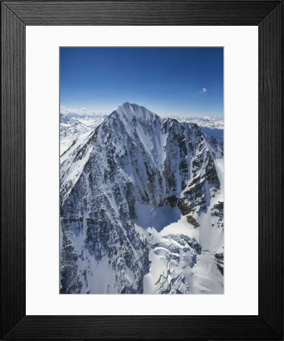 Framed Print : Aerial view of Forni Glacier and Mount Cevedale Valtellina Lombardy Italy Europe
