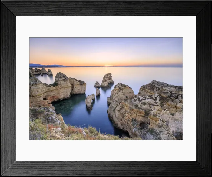 Framed Print : Soft colors of dawn on the cliffs of Ponta da Piedade Lagos Algarve Portugal Europe Framed Print : Soft colors of dawn on the cliffs of Ponta da Piedade Lagos Algarve Portugal Europe