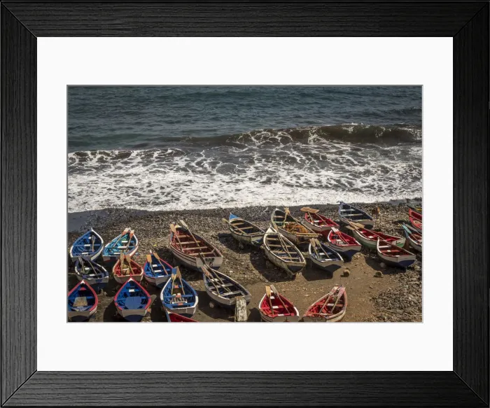 Framed Print : africa, Cape Verde, Santiago. Fishing boats in Pedra Badejo