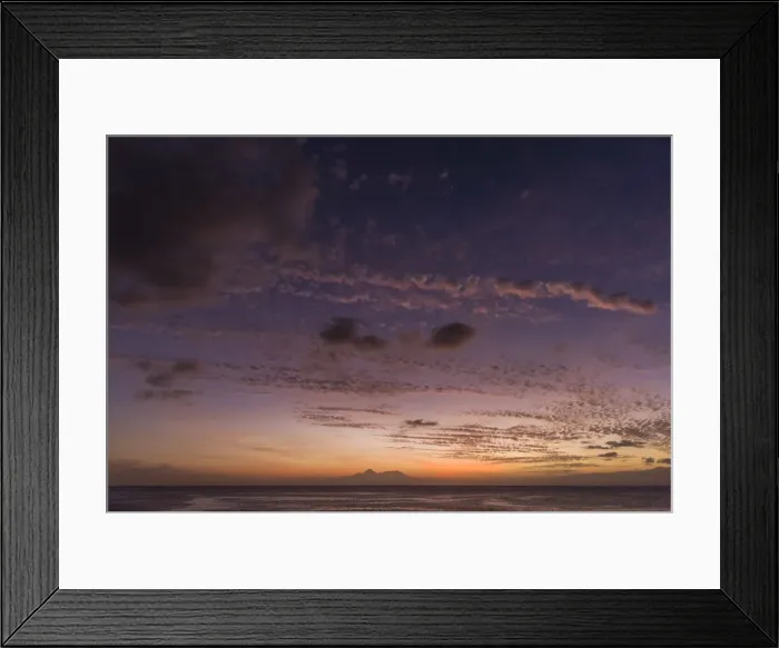 Framed Print : africa, Cape Verde, Santiago. sunset in Tarrafal with the volcano of Fogo in the far Framed Print : africa, Cape Verde, Santiago. sunset in Tarrafal with the volcano of Fogo in the far