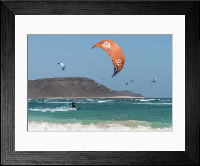 Framed Print : africa, Cape Verde, Sal. Kitesurfing