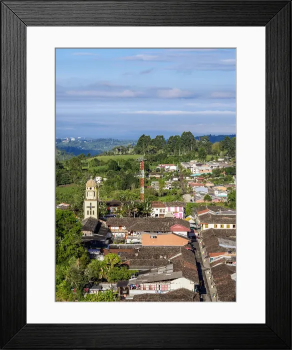 Framed Print : Salento, elevated view, Quindio Department, Colombia Framed Print : Salento, elevated view, Quindio Department, Colombia