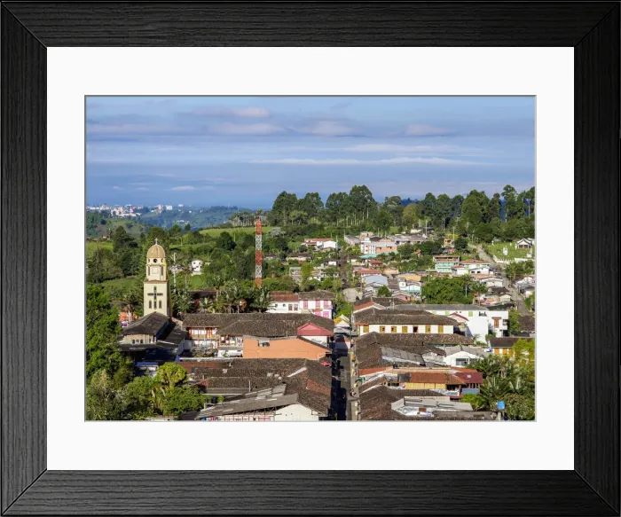 Framed Print : Salento, elevated view, Quindio Department, Colombia Framed Print : Salento, elevated view, Quindio Department, Colombia